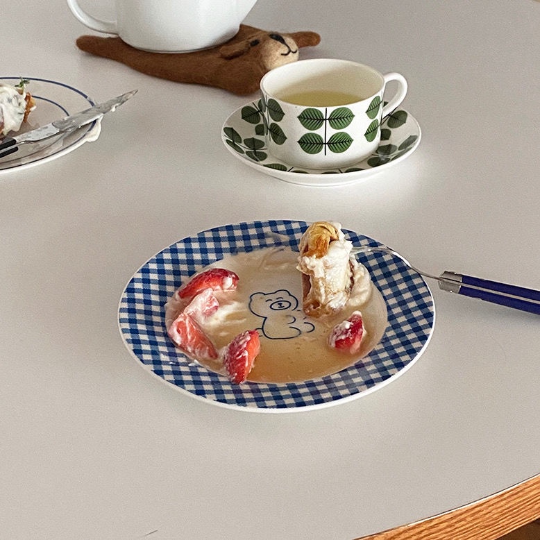 Đĩa Ăn Tráng Miệng Bằng Vải Họa Tiết Gấu Dễ Thương Phong Cách Hàn Quốc