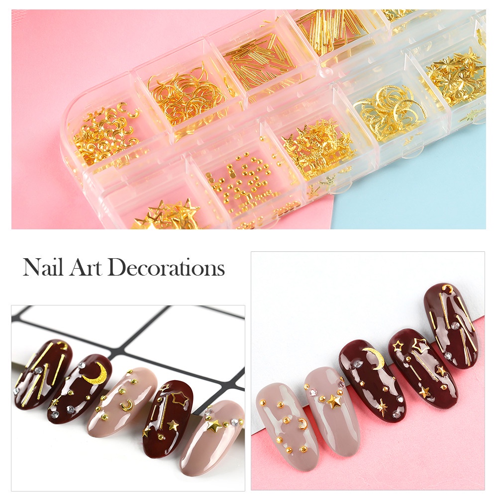 [Hàng mới về] Phụ Kiện Dán Móng Tay Màu Vàng Đồng Coscelia