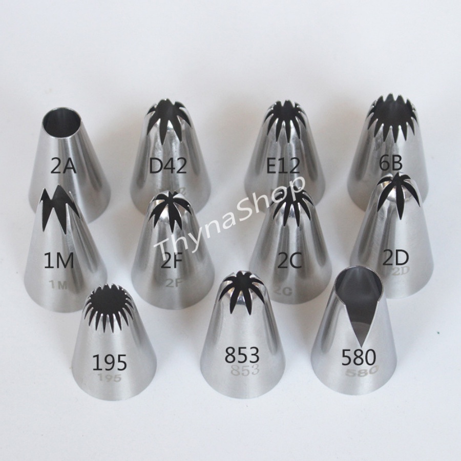 Đui bắt kem inox nguyên khối làm bánh các mẫu thông dụng, đuôi đúc loại 1 - Bếp Bánh Thyna