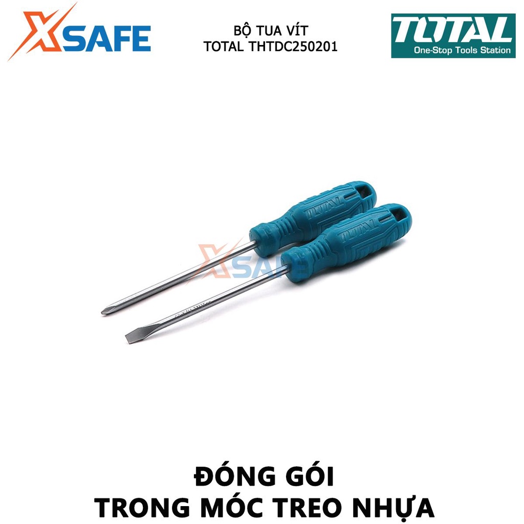 Bộ tuốc nơ vít dẹp và bake 2 chi tiết TOTAL THTDC250201 | Bộ tua vít gồm 1 cái vít dẹp SL6X125mm và 1 cái vít bake