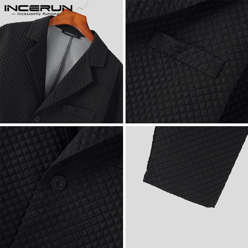 Áo khoác blazer INCERUN tay dài cổ bẻ cho nam