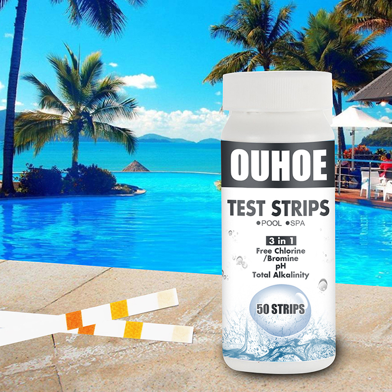 50pcs Swimming Pool Hot Spring Test Paper 3 In Pool Spa Water Test Strips