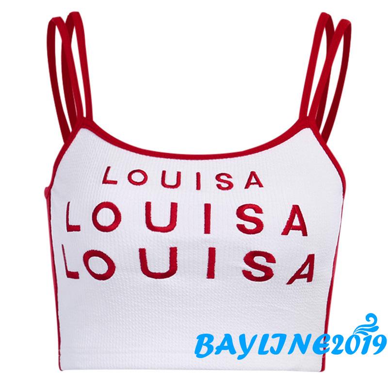 Áo Croptop Không Tay Thêu Chữ Thời Trang Cho Nữ