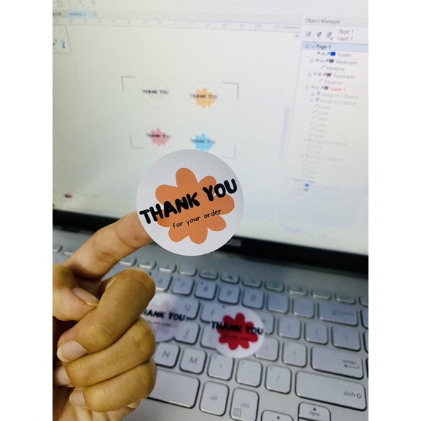 TEM LOGO TRÒN THANK YOU NHIỀU MÀU SIZE 4*4 - CHỐNG THẤM NƯỚC