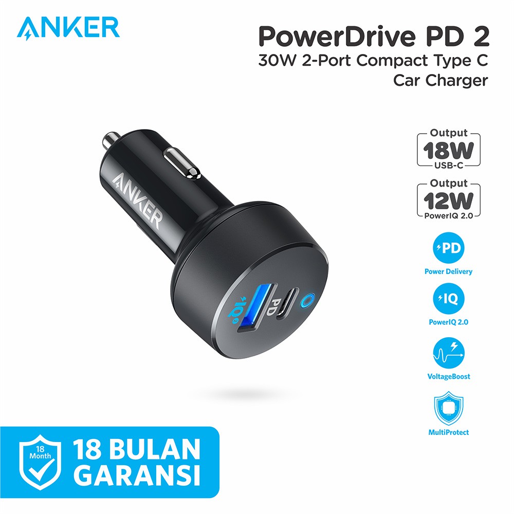 Anker Bộ Sạc Xe Hơi Pd + 2 Cổng Usb Iq2.0 33w A2721