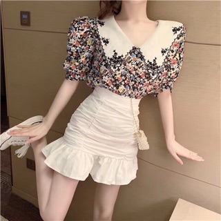Áo hoa nhí cổ perter pan thêu hoa