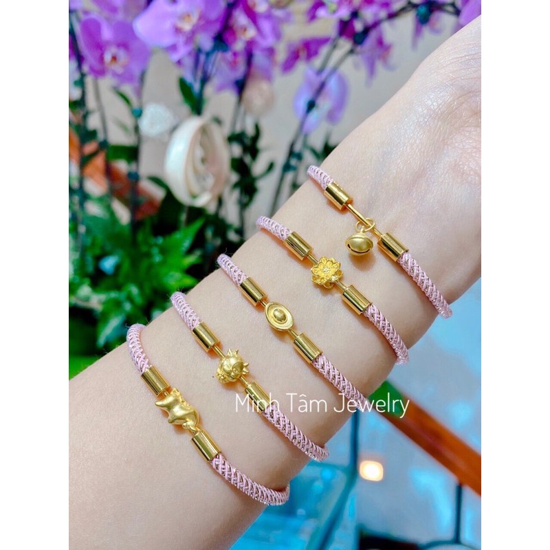 Charm đĩnh #tiền 24k,Vòng tay thỏi #vàng Au 24k mini-Minh Tâm Jewelry