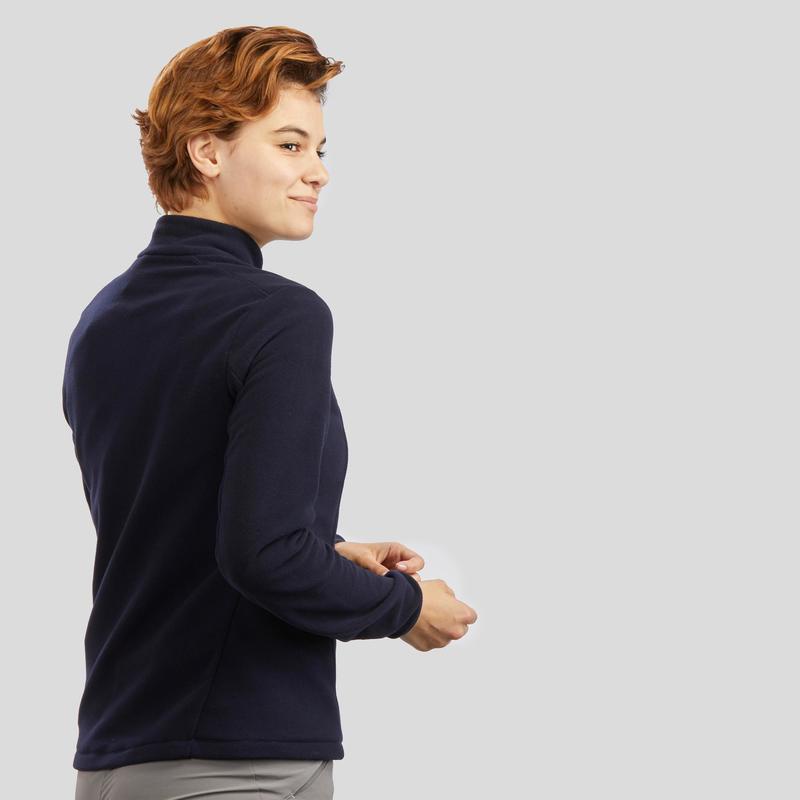 Áo nỉ leo núi vùng cao Decathlon Quechua mh100 cho nữ - xanh navy
