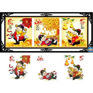 Tranh Đính Đá ABC 3D Phúc Như Đông Hải-Lộc Tấn Vinh Hoa-Thọ Tỷ Nam Sơn DF299 (KHÁCH TỰ ĐÍNH) KT:135X50CM