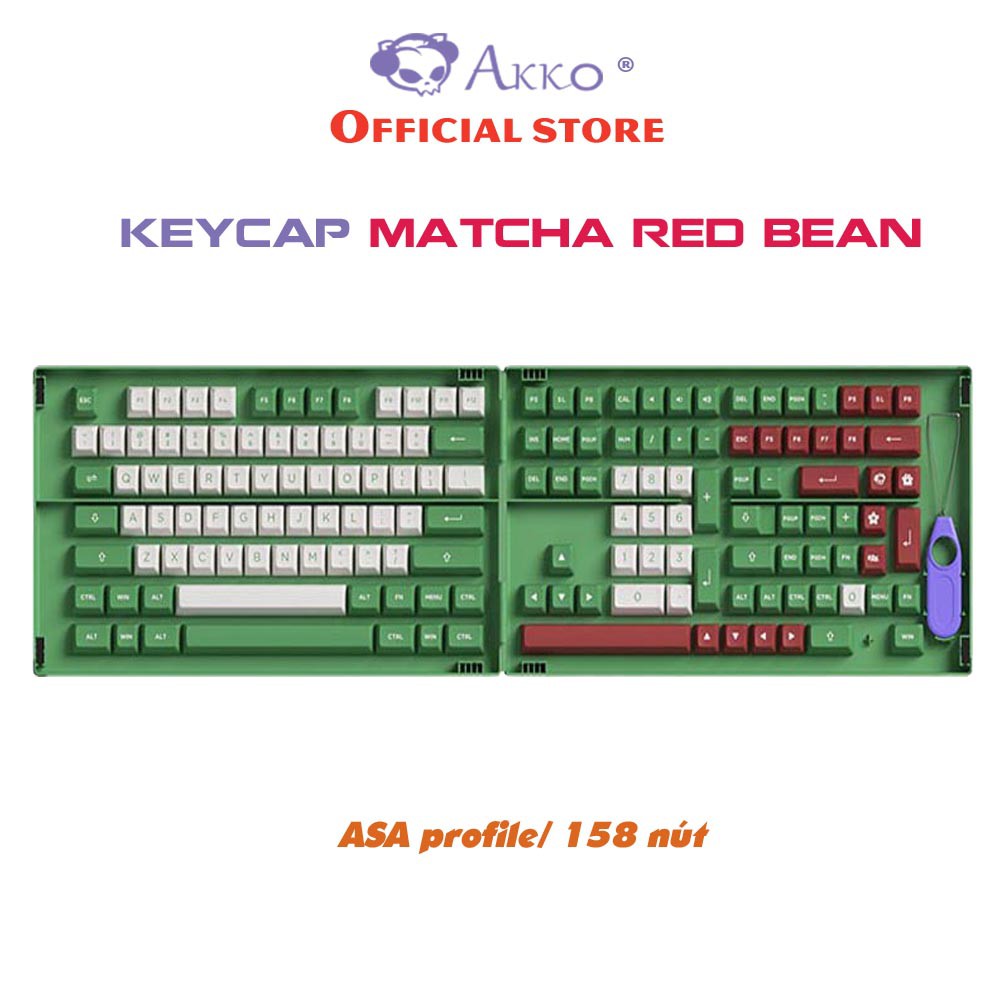 AKKO Keycap set – Matcha Red Bean (PBT Double-Shot/ASA profile/158 nút)