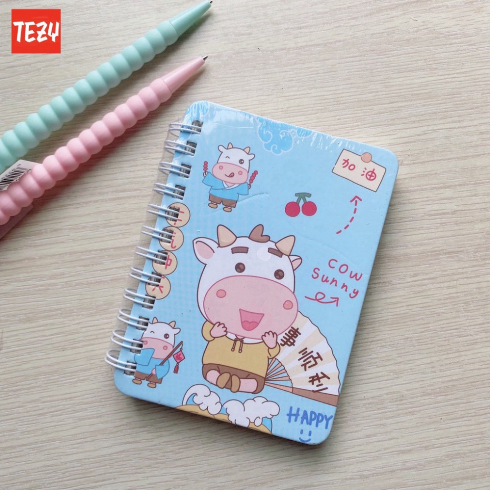 Sổ tay cute cow sunny 90 trang, sổ tay mini nhỏ gọn ghi chép tiện lợi - TZ192144HN