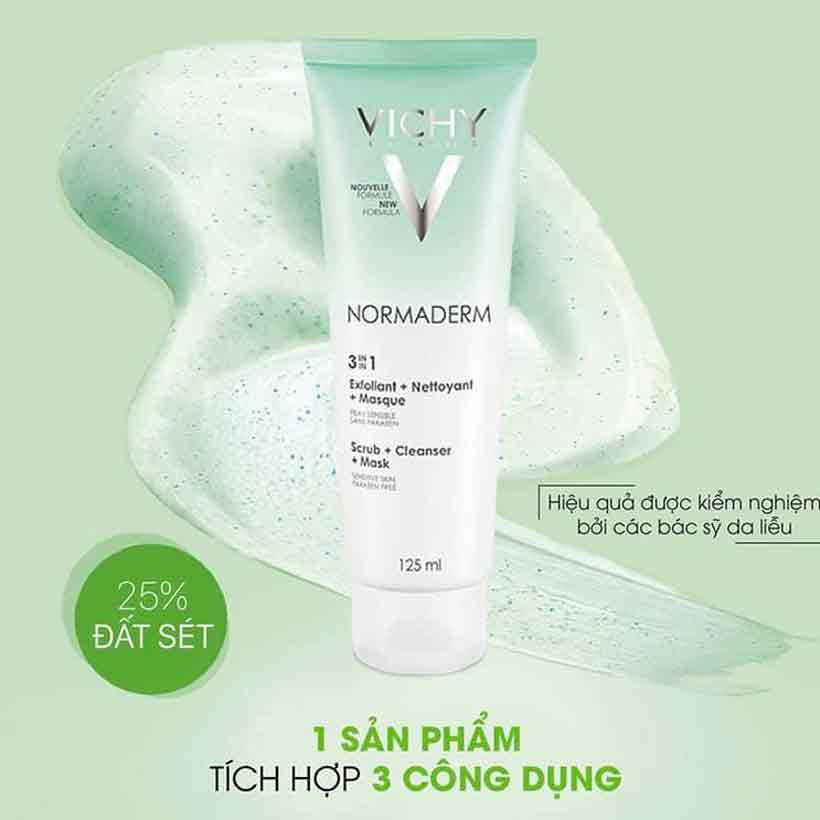 Kem Tẩy Tế Bào Chết Vichy Normaderm 3 in 1 125ml