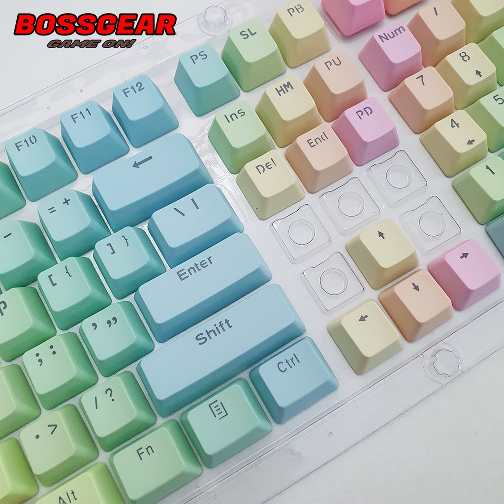 Bộ Keycap Rainbow 104 phím Chuẩn OEM Chất Liệu PBT Xuyên LED in Double Shot