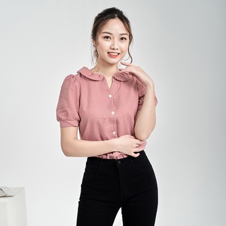 Áo Sơ Mi Cổ Sen Kẻ Caro