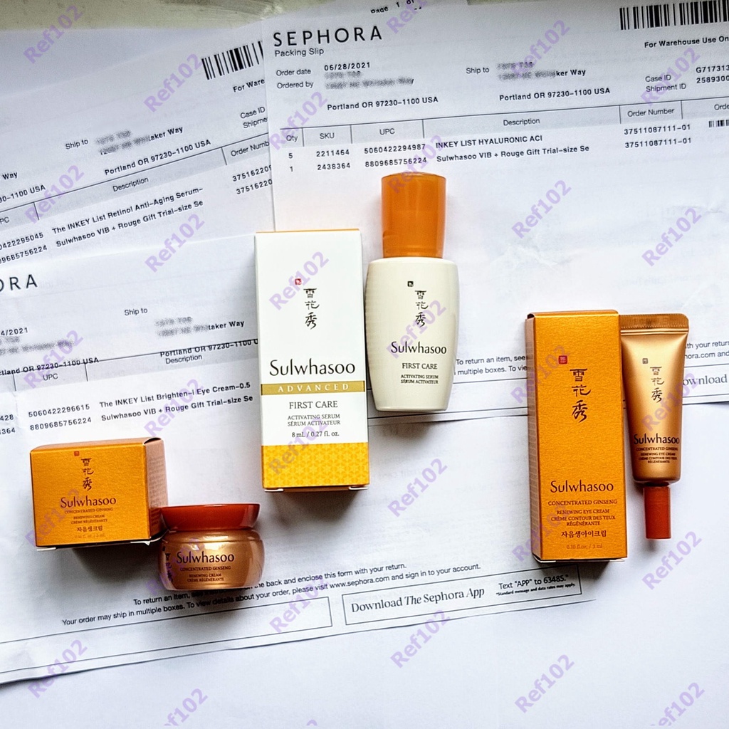 [Bill Sephora] Set First Care Gingseng Sulwhasoo chống lão hóa (bộ gồm tinh chất, kem dưỡng và kem mắt)