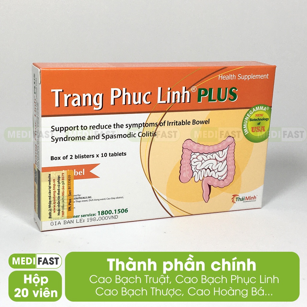 Tràng Phục Linh Plus hỗ trợ giảm co thắt đại tràng Hộp 20 viên - Mẫu mới tích điểm