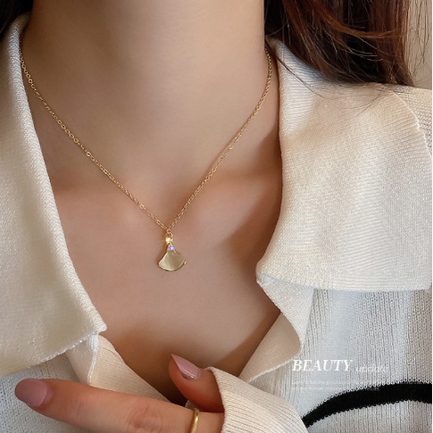 Vòng cổ hình vỏ sò đính đá mắt mèo BBstore dây chuyền hàn quốc thanh lịch