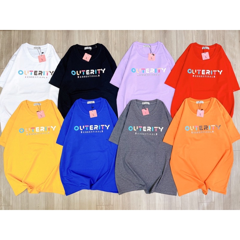 Áo Thun PHÔNG NAM NỮ UNISEX CHỮ OUTERITY ESS - Hình chụp thật