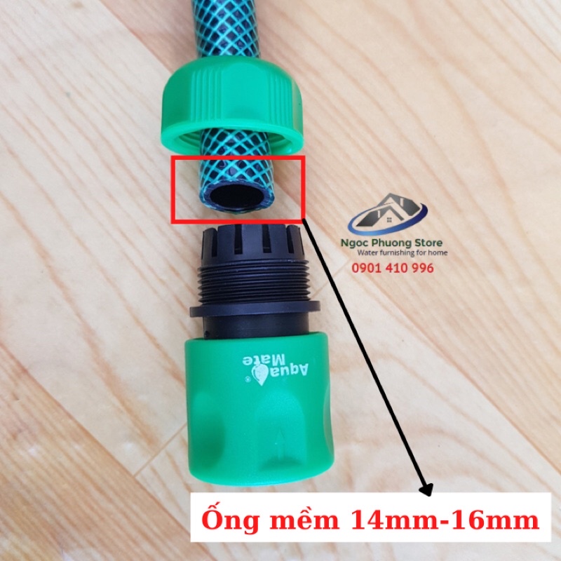 Cút nối nhanh AQUAMATE ĐÀI LOAN W3130 dùng nối ống mềm 14mm-16mm, 1 đầu nối nhanh âm