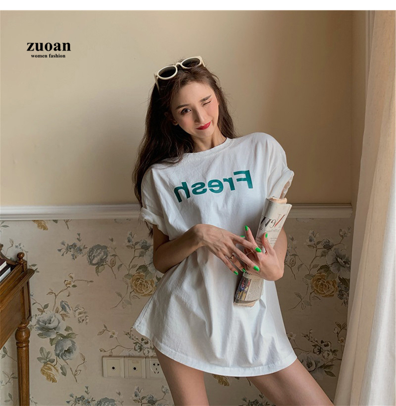 SUXI Áo Thun Nữ Tay Ngắn In Chữ