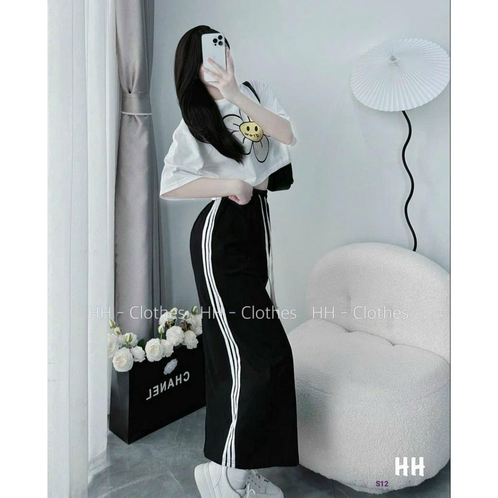 Sét bộ đồ nữ áo croptop tay ngắn cổ tròn họa tiết in hoa 3D trước ngực cực xinh mix chân váy kẻ sọc tôn dáng dư tiệc