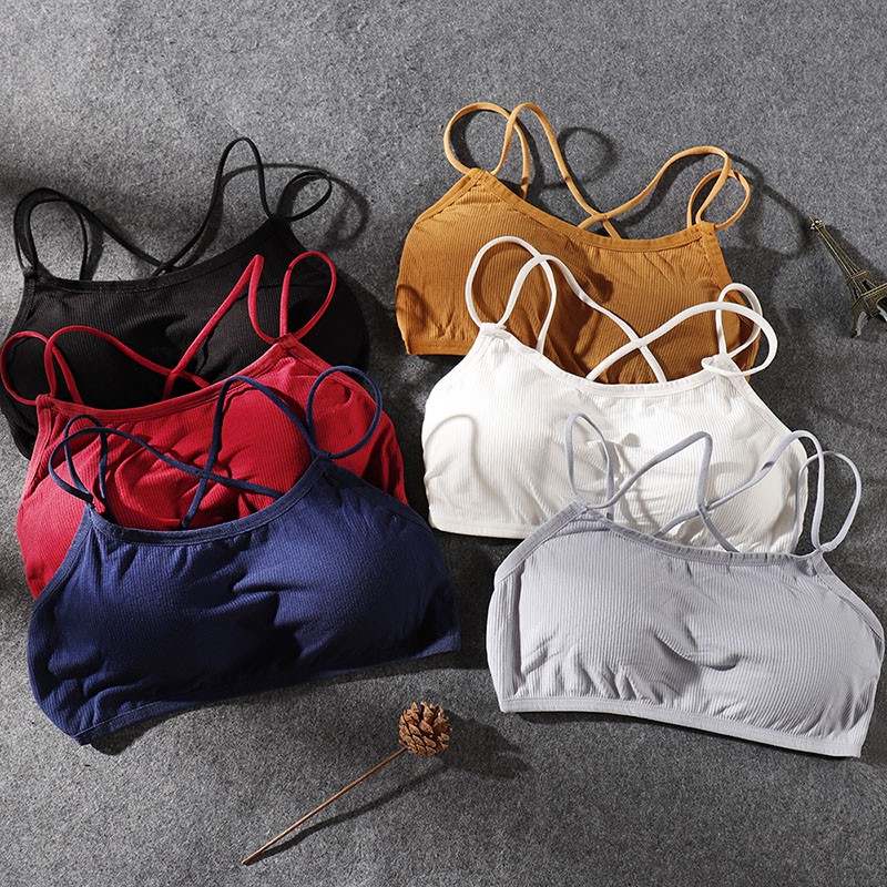 Bra cotton chống trượt thiết kế dây đan chéo lưng quyến rũ