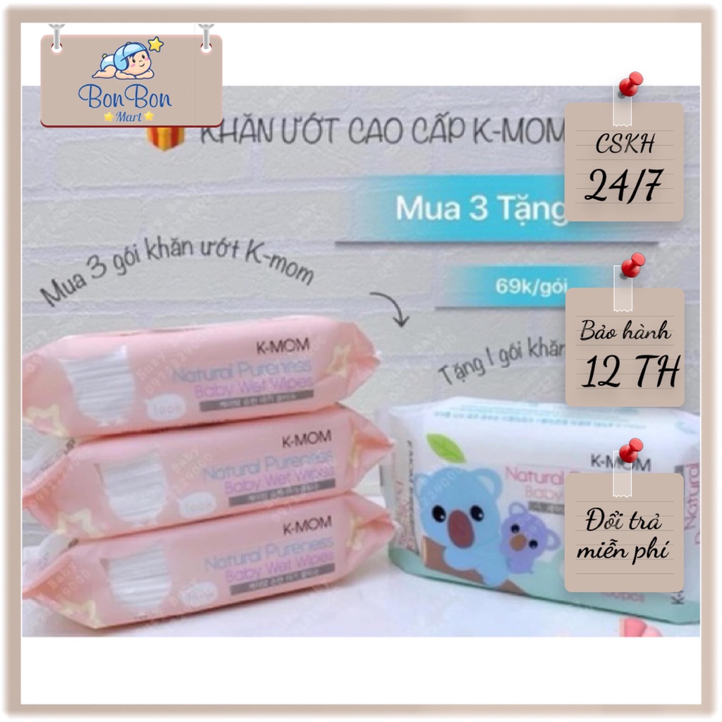 Khăn ướt cao cấp k-mom hàn quốc phân phối chính hãng Bonbon Mart