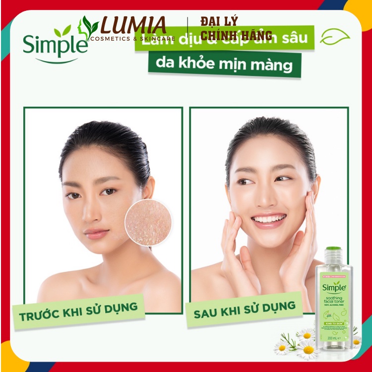 Simple Toner Nước hoa hồng Soothing Facial Toner Simple Cân Bằng Ẩm Cho Da Nhạy Cảm Da Khô Da Dầu Mụn