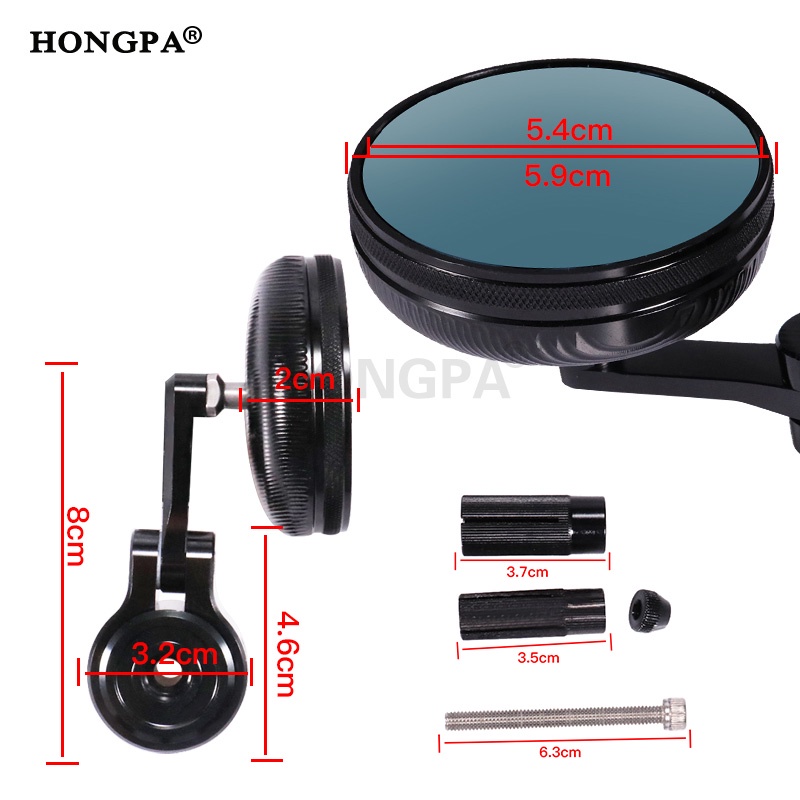 Tay lái chiếu hậu xe máy gương chiếu hậu retro round blue anti-glare mini cnc side mirror cho honda click xrm125 yamaha