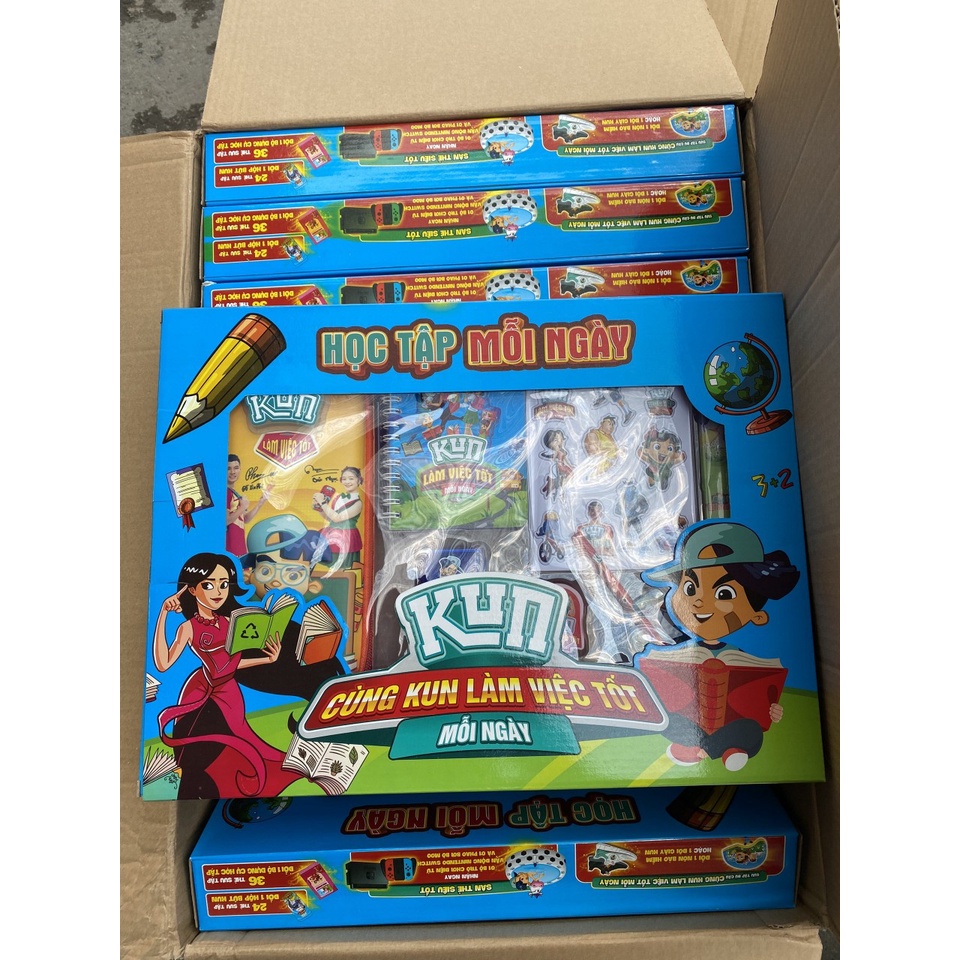 Bộ dụng cụ học tập quà tặng từ Kun 9 món in hình ngộ nghĩnh, đáng yêu cho bé – Ngọc Ken Shop