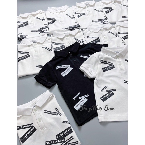 Áo polo bé trai ngắn tay D&amp;G 100% cotton thoáng mát đen/trắng - Samyy_vn