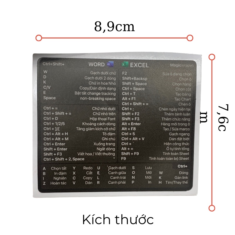 [v2] Office cho Windows 10/11 Dán phím tắt cho mọi laptop MagicWrapVn Made in Việt Nam | Shortcut Sticker Dochoilaptop