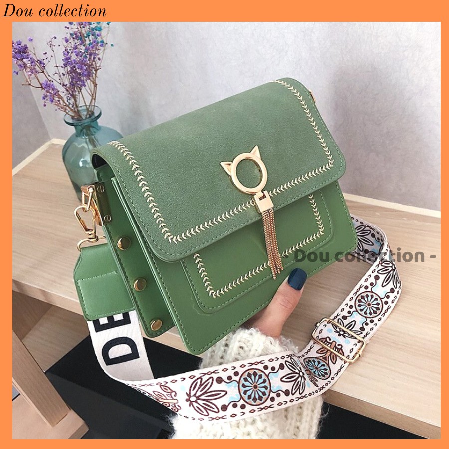 [NowShip2h] Túi Xách Nữ Chất Liệu Nhung Mịn Đính Hình Mèo Kim Loại Dễ Thương - Mã XT044