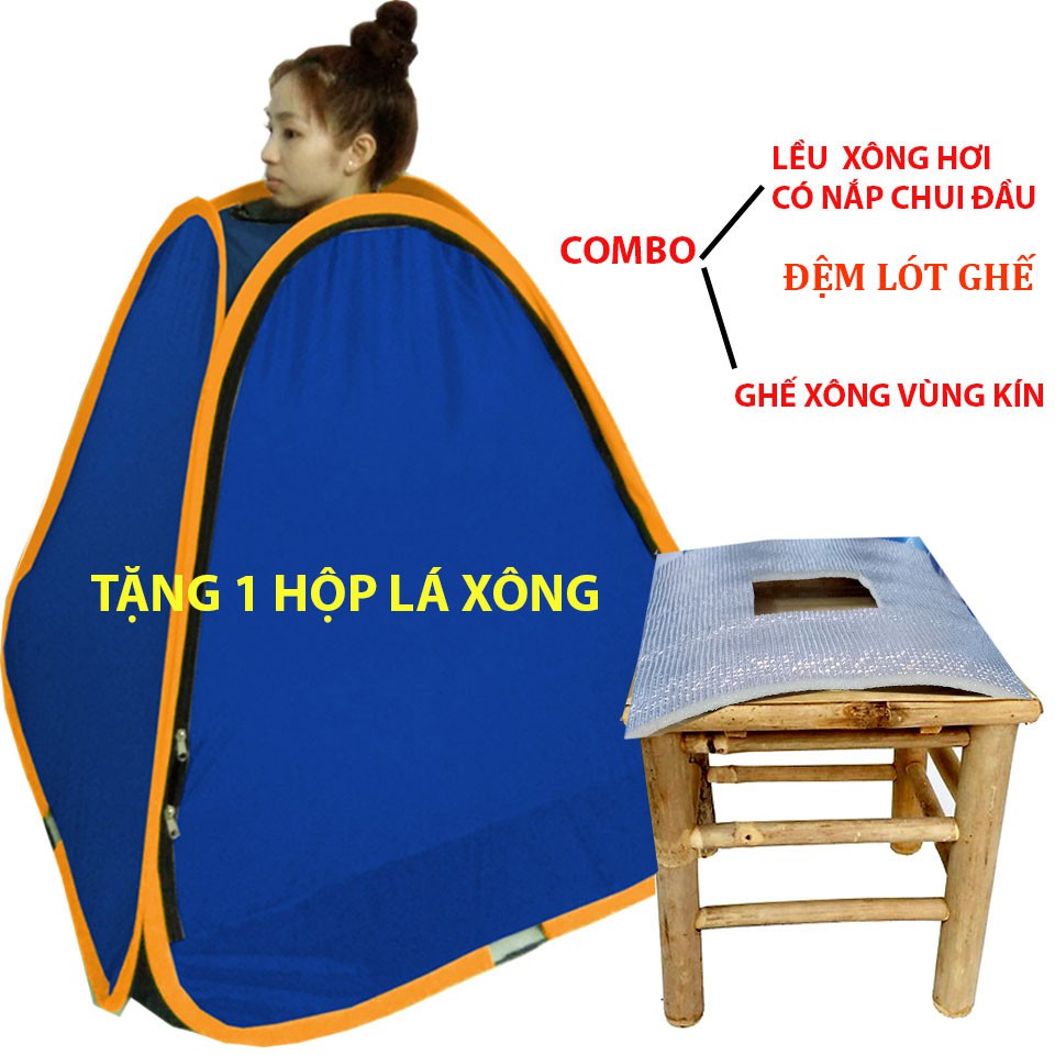 Combo lều xông hơi tự bung chui đầu+ghế xông vùng kín