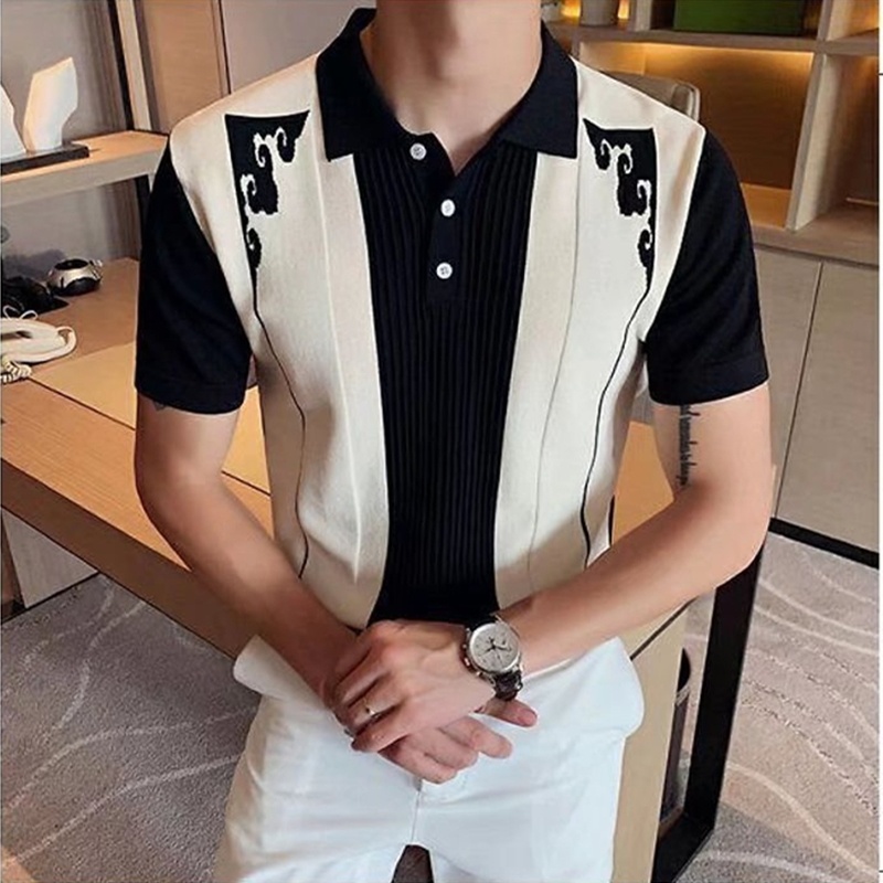 Áo Thun polo Ngắn Tay Bằng Lụa Lạnh Ôm Dáng Phong Cách Hàn Quốc Thời Trang Mùa Hè Cho Nam Size M-3XL