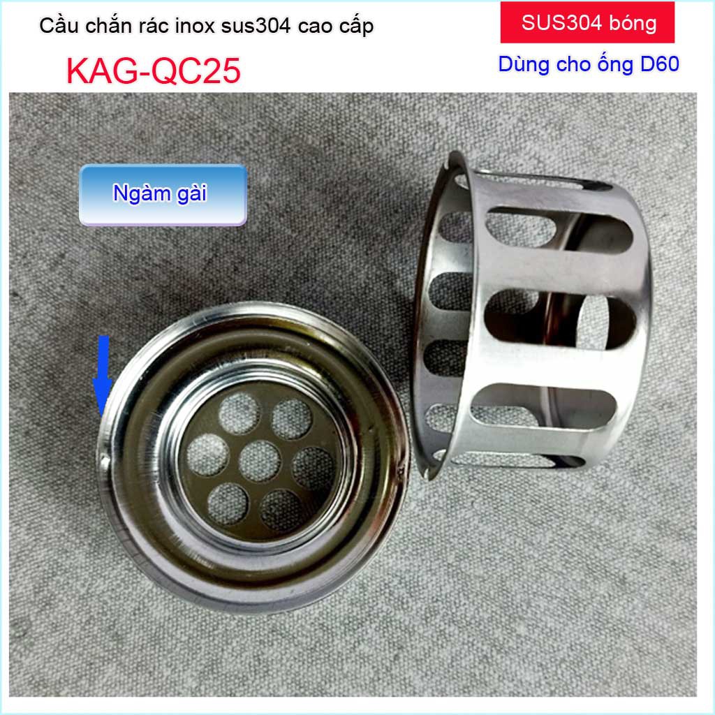 Cầu chắn rác sân thượng inox SUS304 đặt miệng ống D60-D90, cầu chặn rác  thoát nước mưa sân thượng máng xối