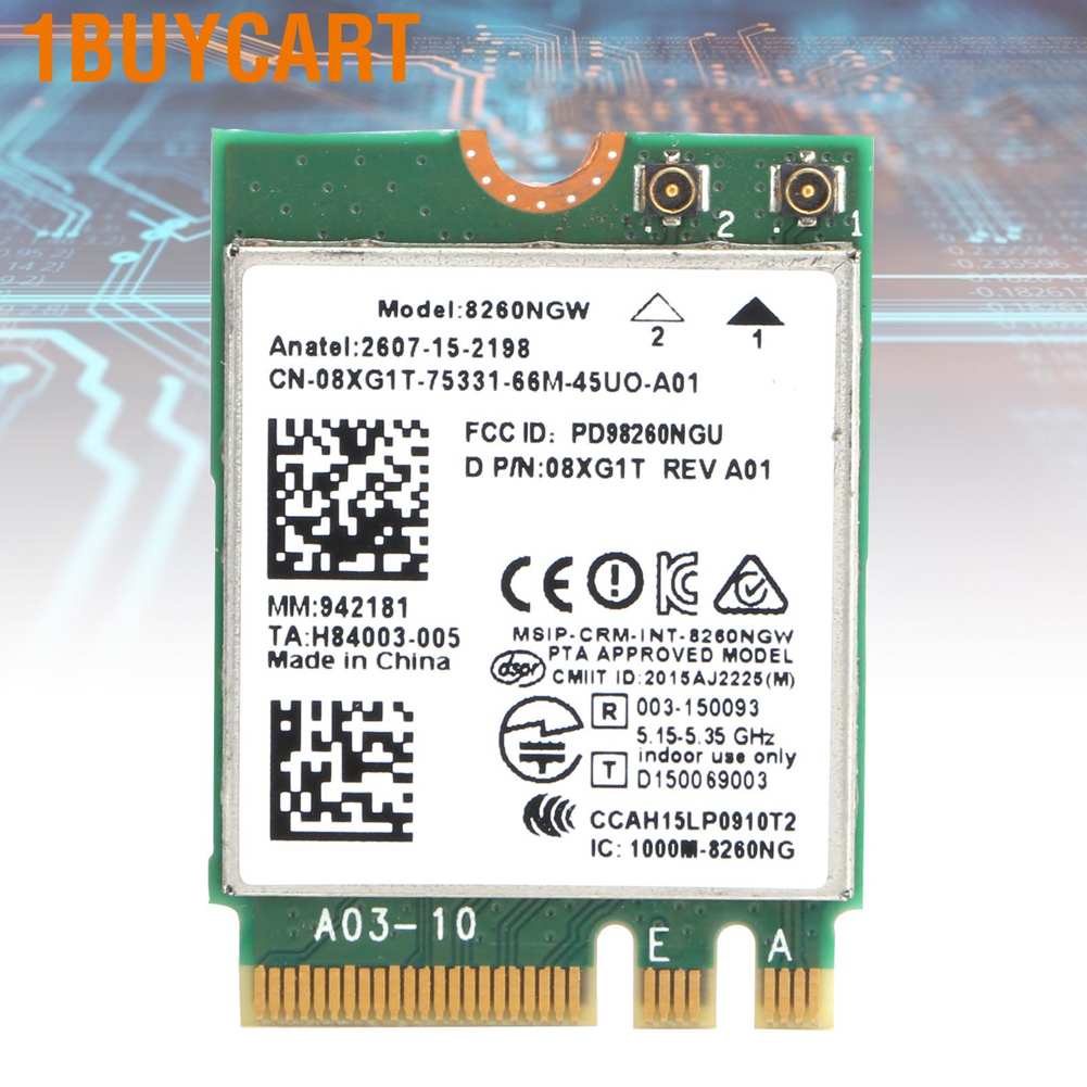 1buycart 2.4/5Ghz Dual-band 8260NGW AC Wireless Card BT4.1 For Xps 12 13 15