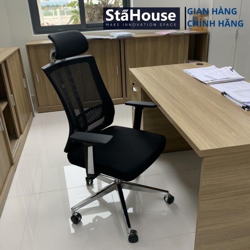 Ghế Công Thái Học Văn Phòng Ngả Lưng Thư Giãn Stahouse GVP J098, Ghế Làm Việc Nệm Bọc Mút Xốp Cao Cấp