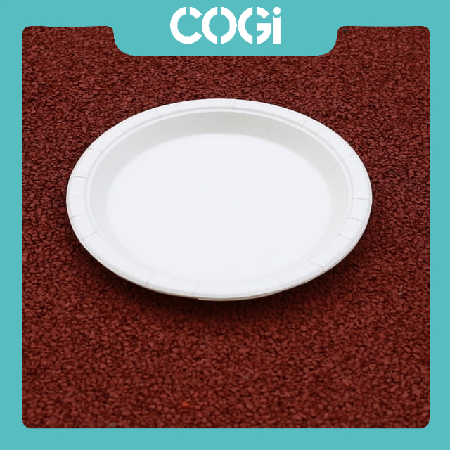 50 Dĩa giấy/ Đĩa giấy trắng cao cấp 19cm 1pe  dùng 1 lần chính hãng COGI đựng bánh kem, trái cây, kẹo