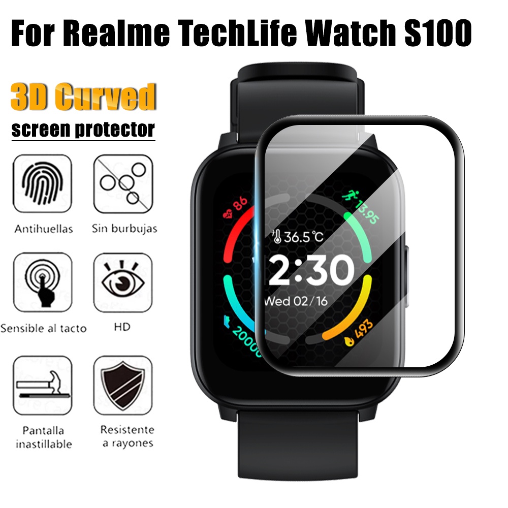 Kính Cường Lực 3D HD Bảo Vệ Màn Hình Chống Trầy Cho Đồng Hồ Realme TechLife Watch S100 Realme TechLife Watch S100