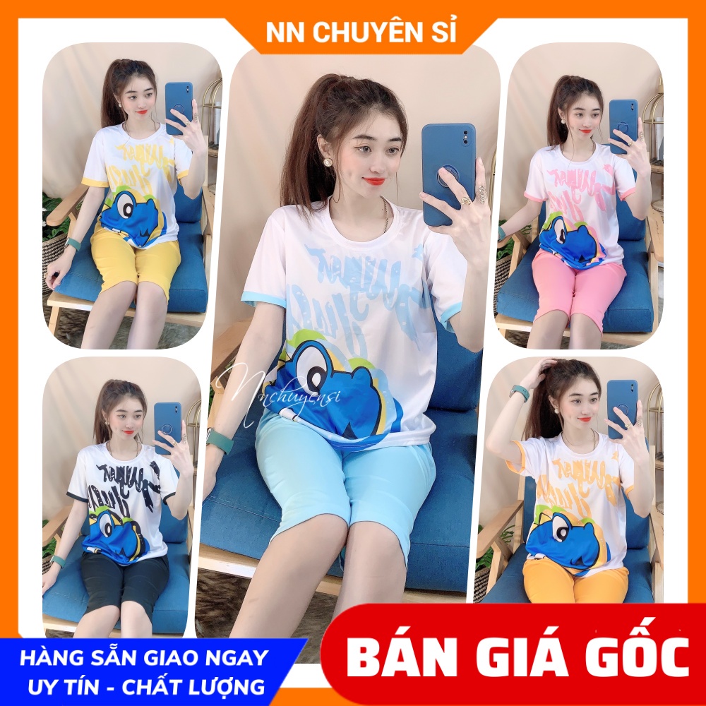 Đồ bộ nữ  mặc nhà Thun lửng phom rộng Vải mềm mịn mát in bò sữa in họa tiết  dễ thương BTT