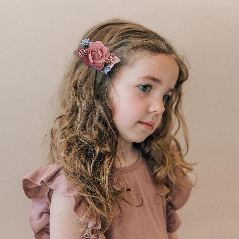 Set 5 kẹp tóc KIDSBOWS hoa vải chiffon đính ngọc trai độc đáo cho bé gái