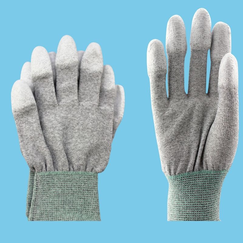 10 đôi găng tay vải chống tĩnh điện phủ PU đầu ngón