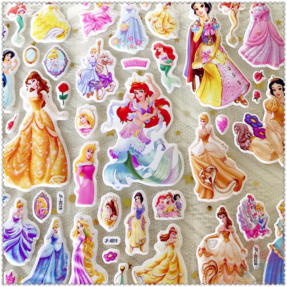❀ Hình Dán Phần Thưởng Công Chúa Disney Q-1 Tự Làm ❀ 1 Miếng Dán Bong Bóng 3D Bằng PVC Chống Nước