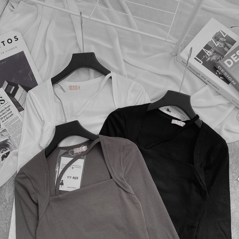 Áo cổ vuông dây chéo