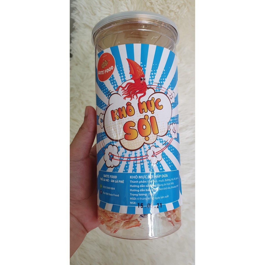 Khô Mực Hấp Dừa Xé Sợi 250g Bate Food Siêu Ngon, đồ ăn vặt | BigBuy360 - bigbuy360.vn