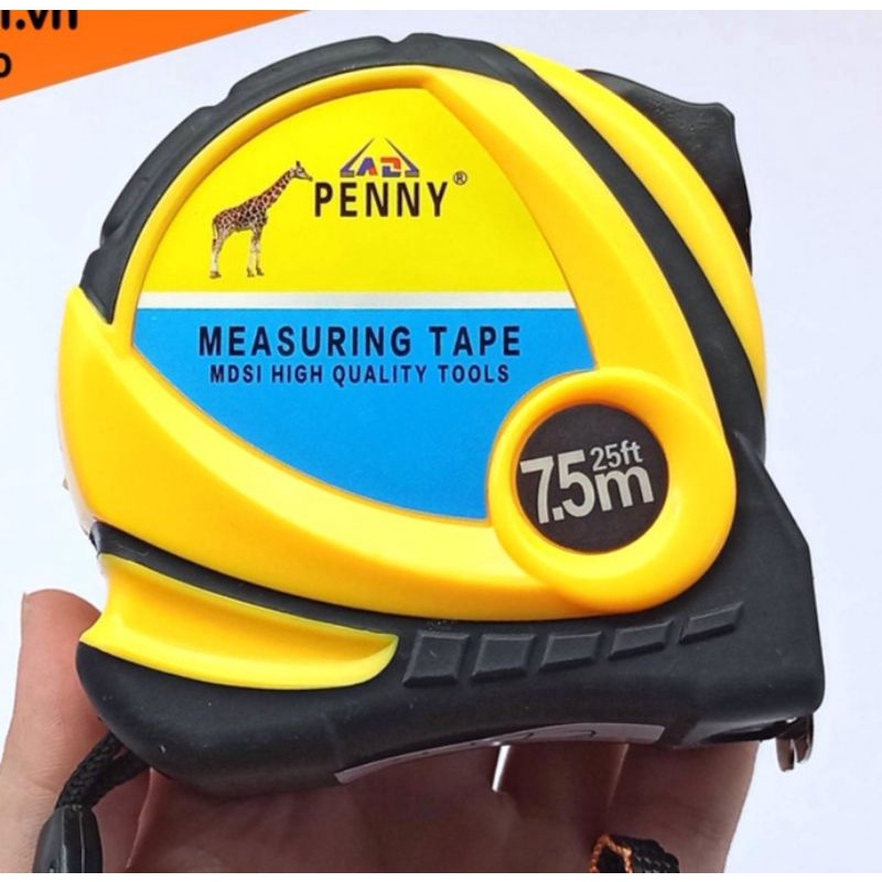 Thước cuộn công trường Penny 5 mét, 7,5 mét khổ 25mm bọc cao su chịu va đập