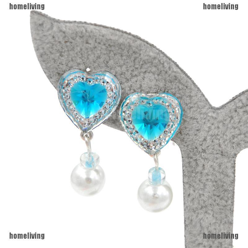1 Đôi Bông Tai Đính Đá Hình Trái Tim Không Xỏ Lỗ Dành Cho Bé Gái