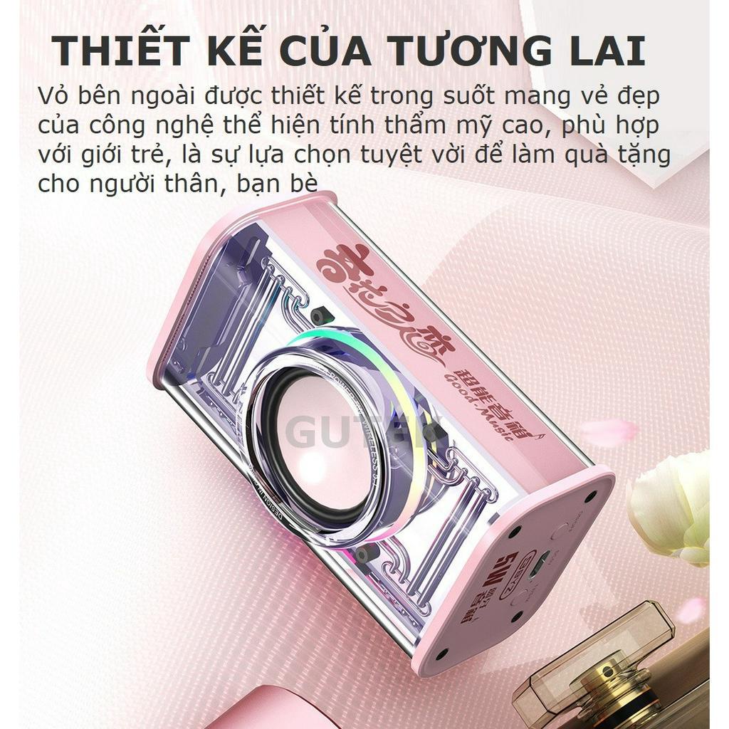 Loa bluetooth mini Gutek K08 nghe nhạc không dây bass mạnh đèn led nhiều màu