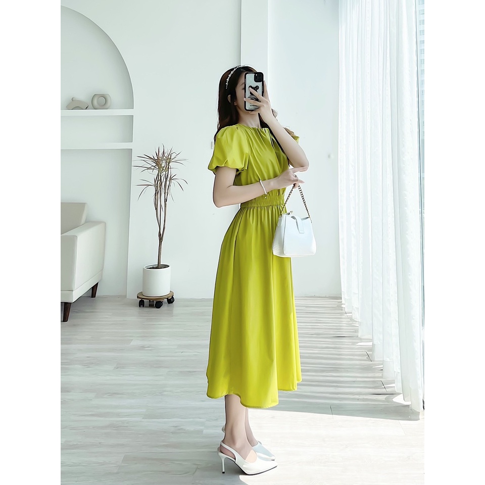 ✨BÁN SỈ✨Đầm eo chun tay bồng cổ dúm 3 màu